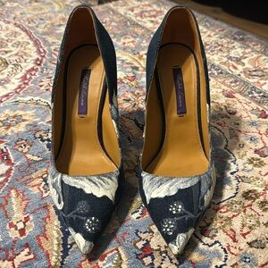 Ralph Lauren Celia Floral Denim Pumps Size 37.5 B = US women’s 7